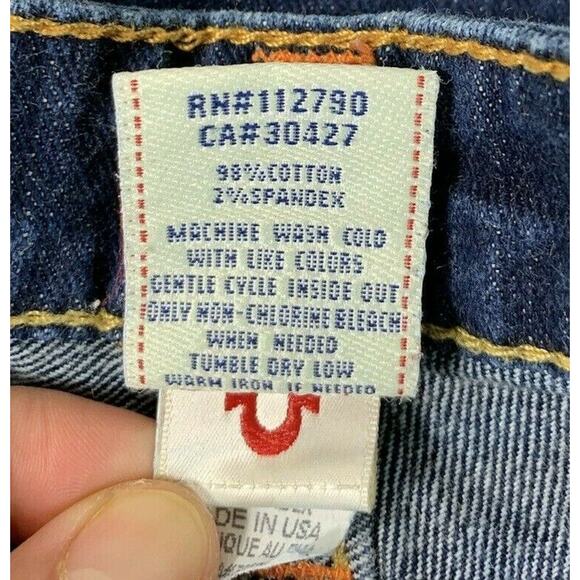 True Religion Womens Jeans Joey Low Rise Flare Stretch Dark Wash Size 28 - Picture 8 of 9